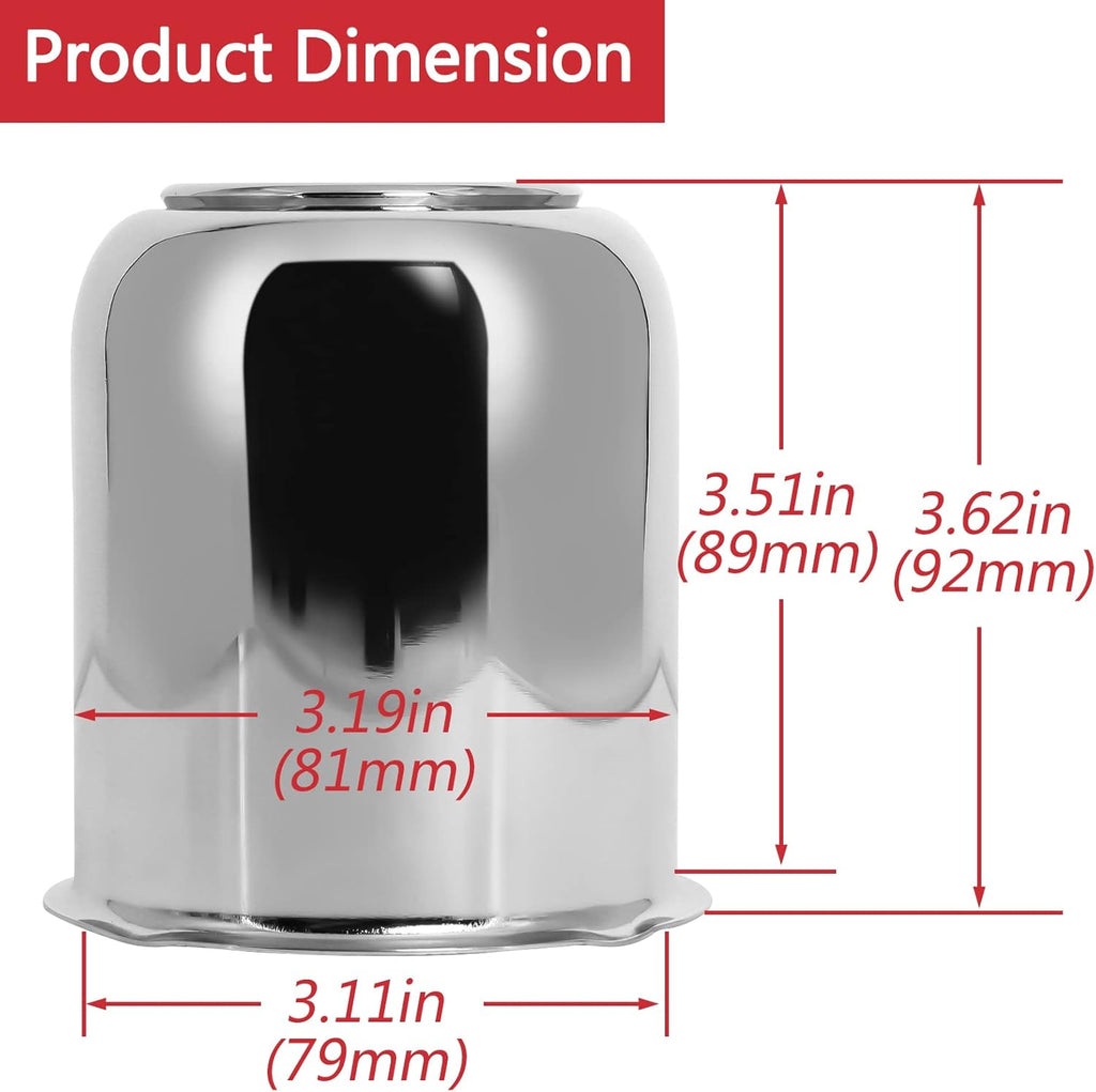 Podoy Push Through Center Caps 3.19" for Trailer Truck RV Wheel Rims 4 Closed-End Chrome Plated Silver Carbon Steel 3.19-Inch Center Bore Push Thru Wheel Center Caps