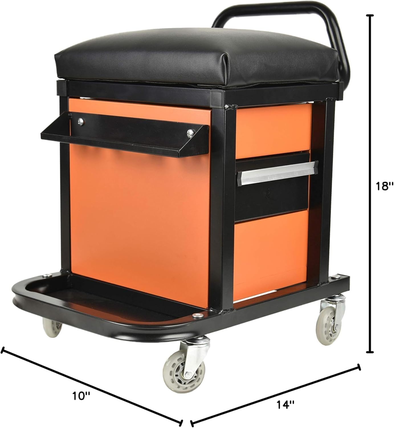 AAIN Rolling Tool Box with Mechanics Seat - Built-in Storage Drawers, 2.5-Inch Swivel Casters, Heavy-Duty 300 lb Capacity Mobile Workbench