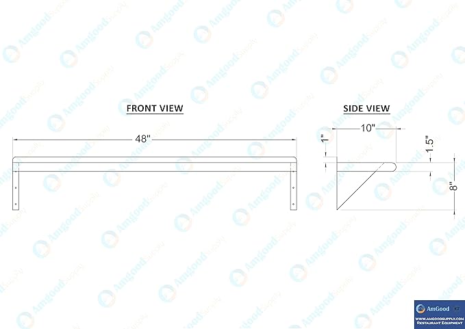 AmGood 48" Long X 10" Deep Stainless Steel Wall Shelf | NSF Certified | - Image 5