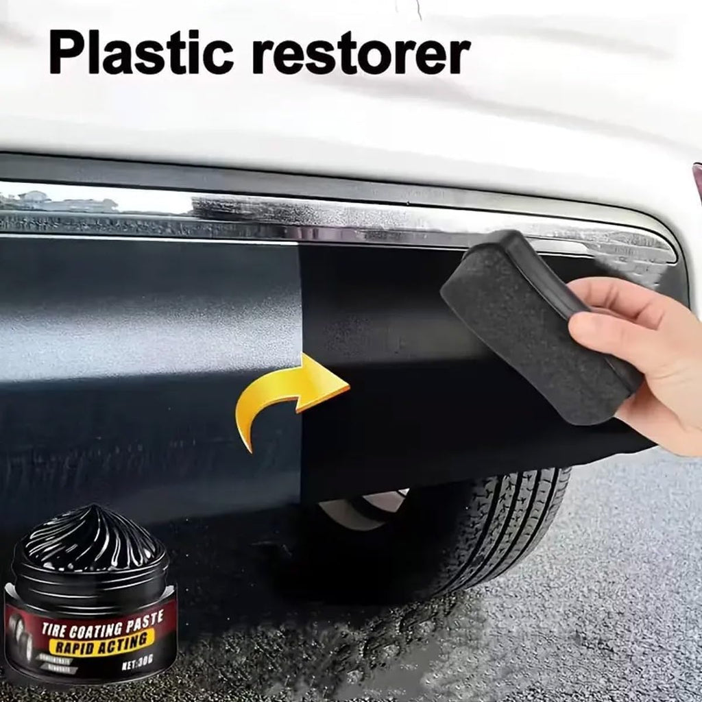 Premium Tire Coating & Trim Restorer: Bring Back the Original Deep Black Shine to Rubber and Plastic, Tire Coating Paste Rapid Acting, Tires Ceramic Coating Paste, Tires Nourish Cream for Cars (2)