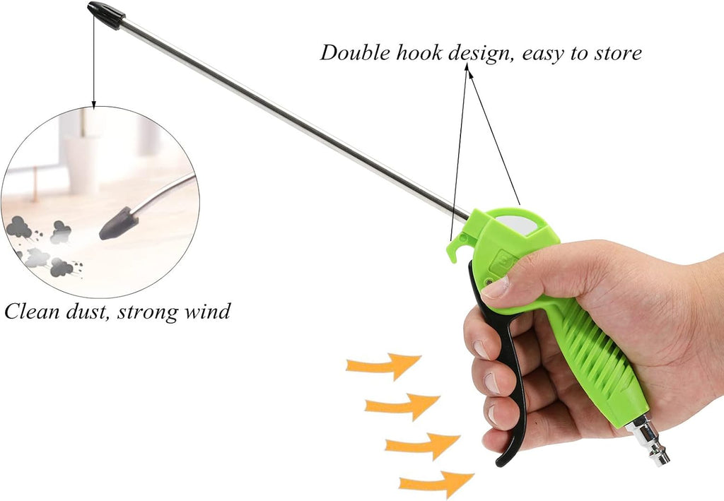 Air Blow Gun with 10 Inch Long Angled Nozzle,High Pressure Dust Blower Gun for Cleaning Car Dust