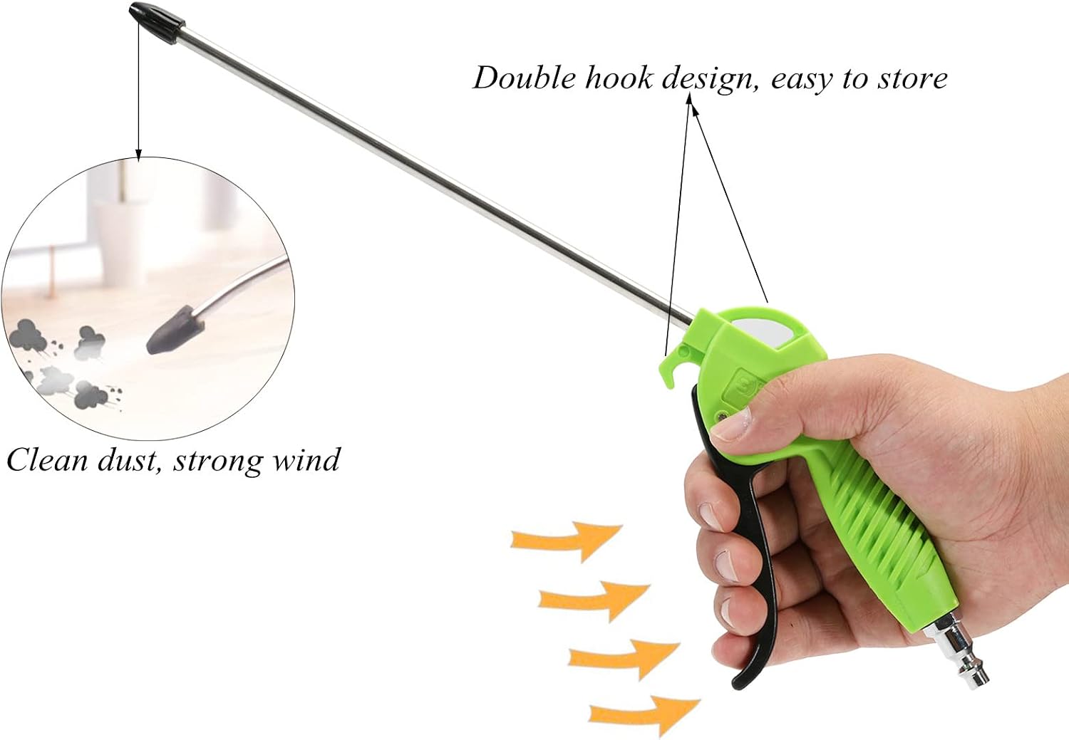Air Blow Gun with 10 Inch Long Angled Nozzle,High Pressure Dust Blower Gun for Cleaning Car Dust