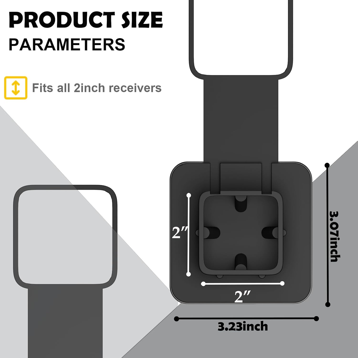 OGYE 2 Inch Trailer Hitch Cover with American Flag, Metal Trailer Hitch Cover Fit for 2 Inch Hitch Receivers Class 3 4 5,2'' Rubber Hitch Tube Cover Plug Cap (Black&Thin Blue line)