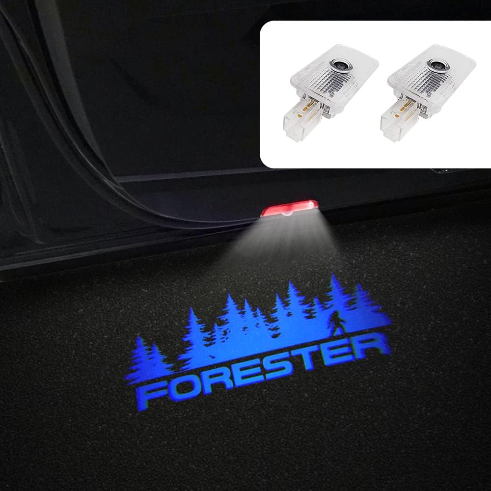 2 Pcs Non-Fading LED Car Door Logo Lights Courtesy Projector Laser Welcome Light Ghost Shadow Forester Accessories Puddle Lamp Compatible With Forester (Blue)