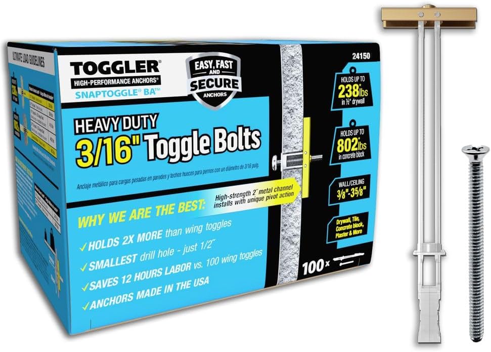 toggler snaptoggle toggle bolt 3/16-24 unc, 100 pack, main product view