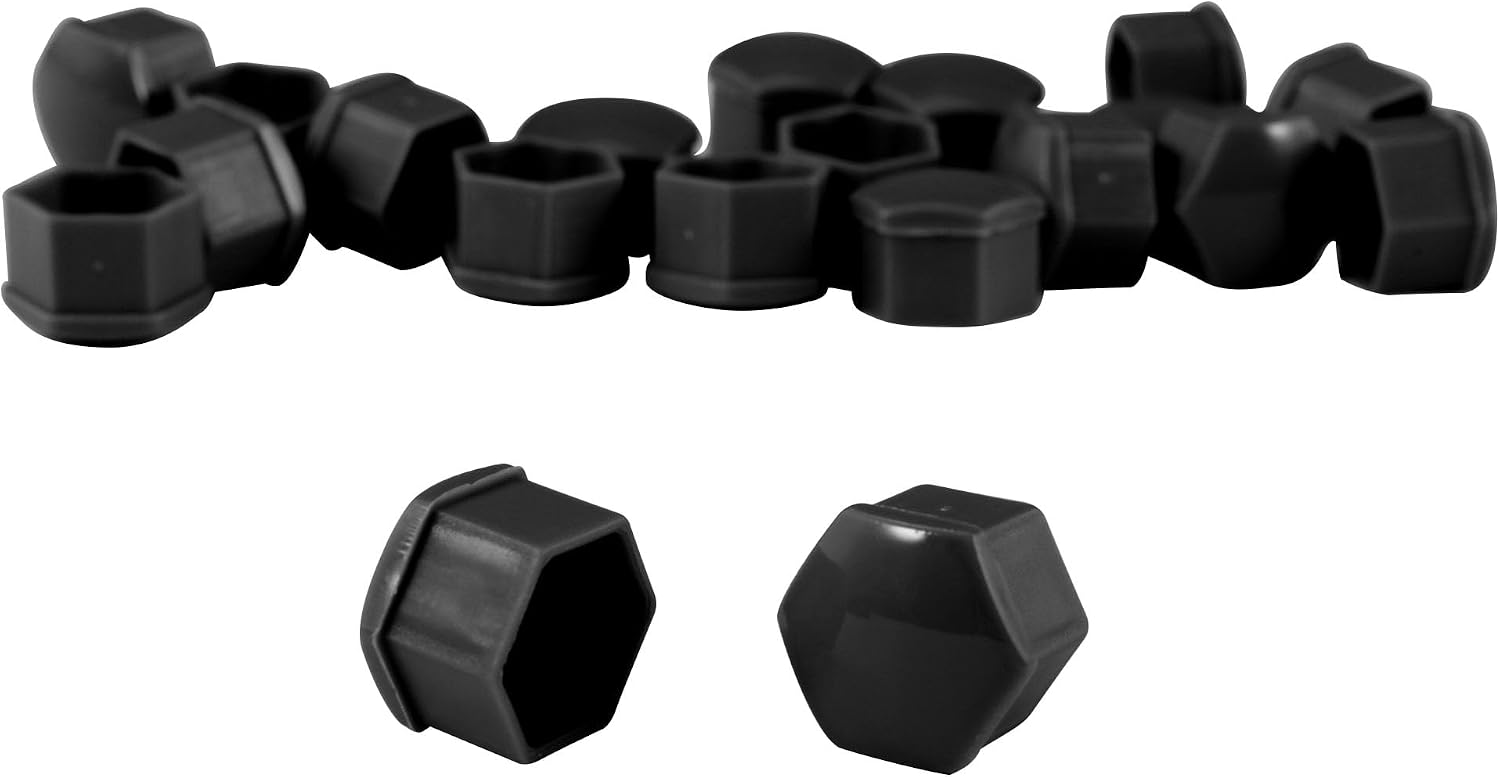SLTY 20 PCS Car Wheel Nut Caps, 19mm Universal Lug Nut Covers Bolt Caps, Auto Wheel Hub Screw Protector with Remover Tool for Most Cars, Black 7
