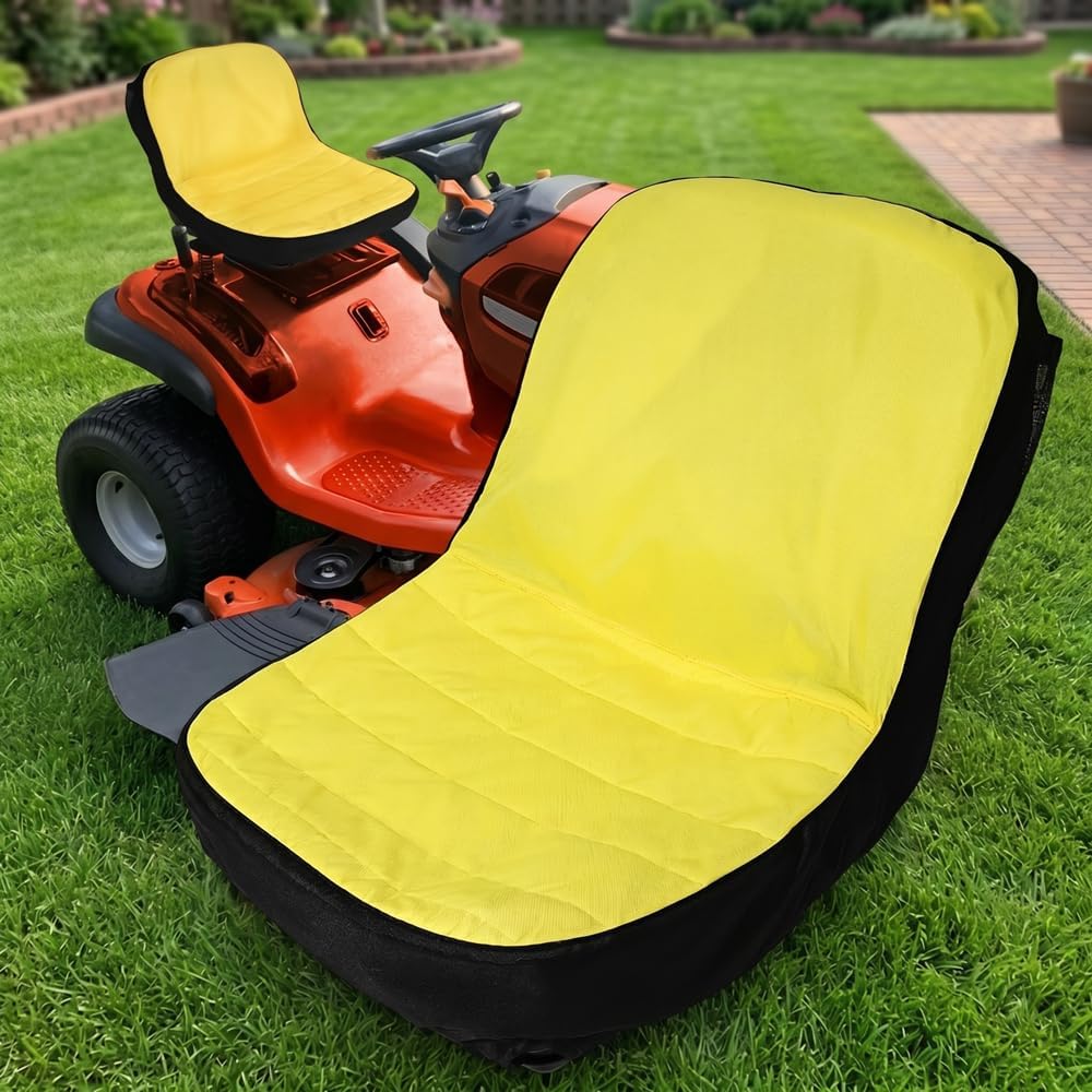 1pcRiding Lawn Mower Seat Cover - Heavy-Duty Oxford 300D Fabric, Non-Slip Surface, Compatible with Mower Tractors, Seats up to 18" High - All-Weather Protection, Easy Installation