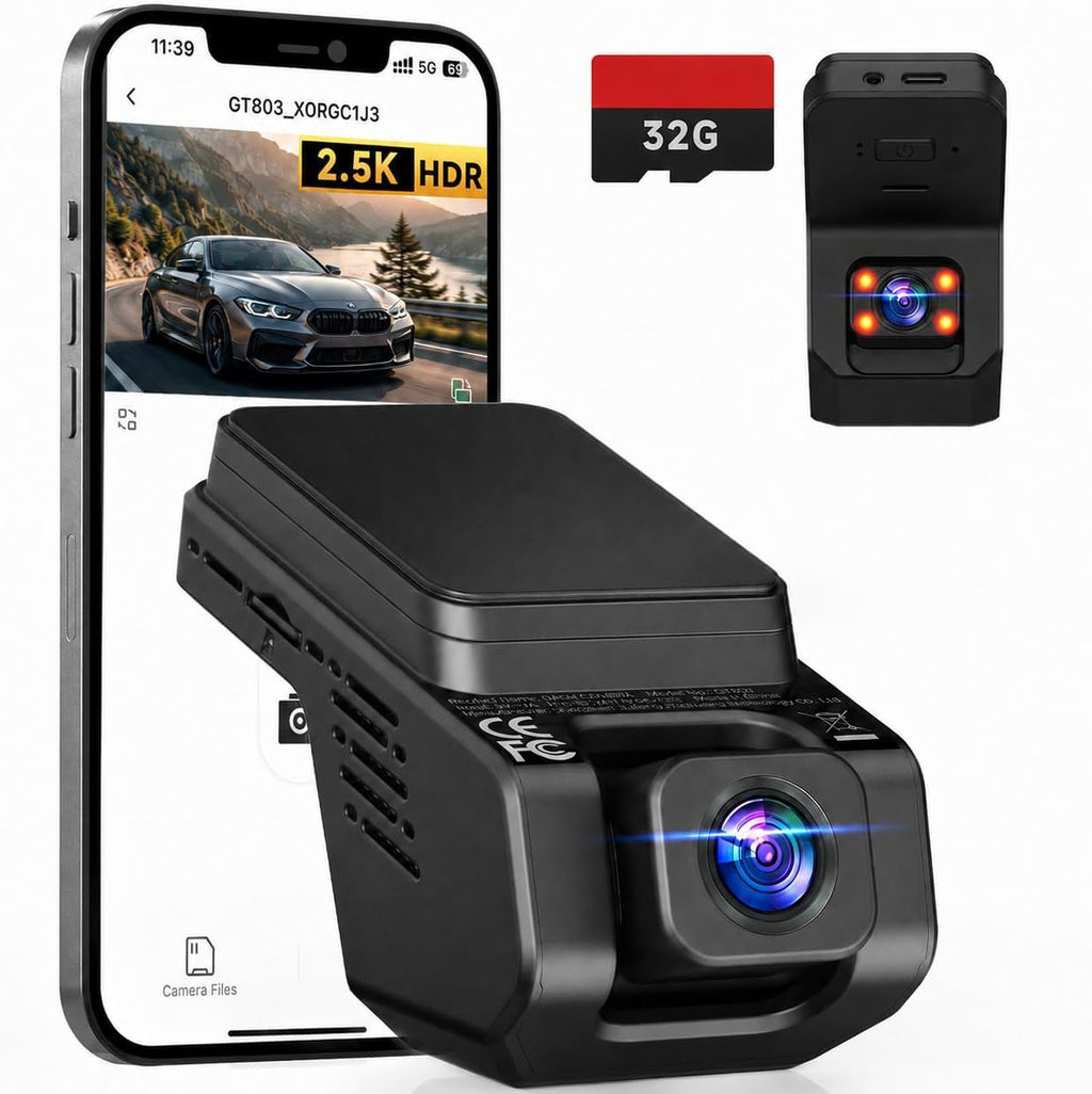 dash cam front and inside, 2.5k+ 1080p cabin, main product view