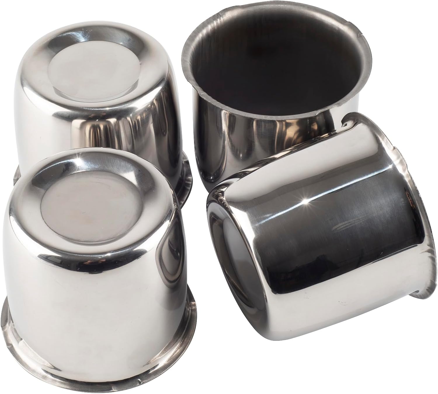 4Pcs 3.31inch Stainless Trailer Wheel Center Caps Push Through 3.31" Bore 3.03" Tall Hub Cap for Truck SUV RV Wheel Rim, Chrome Wheel Cover