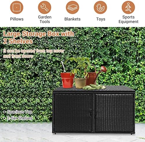 giantex rattan deck box outdoor&indoor 88 gallon wicker, package contents