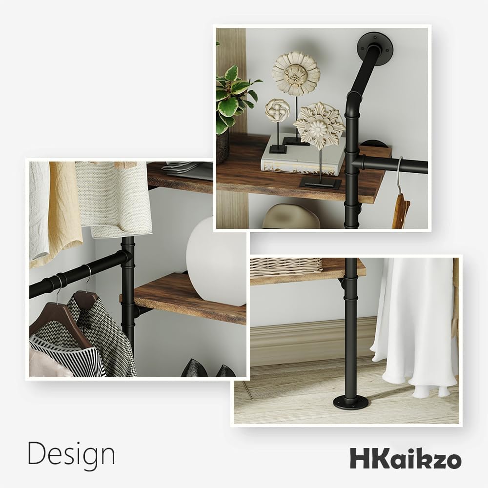 hkaikzo wall mounted closet system 85" h×81" w showing dimensions