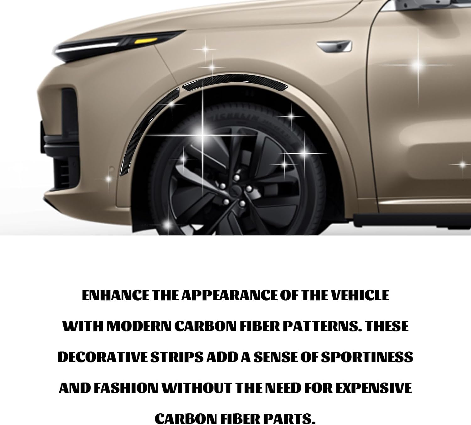 4 PCS Car Wheel Tire Eyebrow Strips, Wheel Arch Protector, Carbon Fiber Fender Flare Lip Trim, Self Adhesive Anti Scratch Decorative Guards for Truck SUV Auto Body Edge Universal (Black)