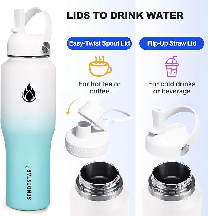 SENDESTAR 32oz Water Bottle Wide Mouth Stainless Steel Vacuum Insulated Double - Image 2