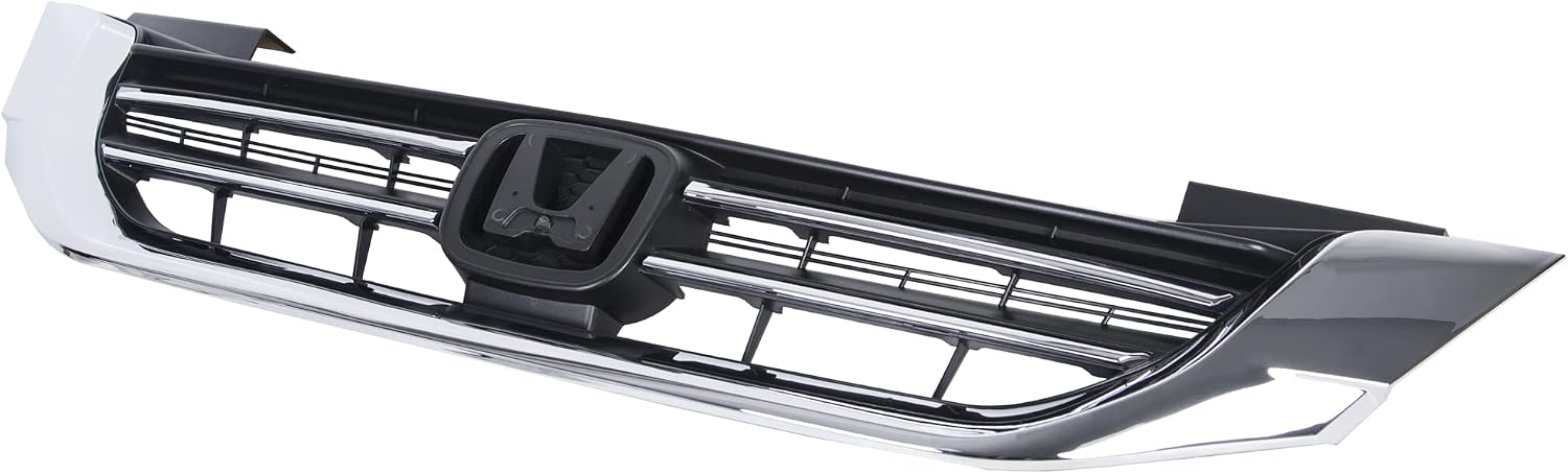 ALMULOO Front Bumper Grill Compatible with 2013-2015 Honda Accord 4Door Sedans Only Upper Black Chrome Grille ABS Plastic Replacement for 71121T2FA01 HO1200214