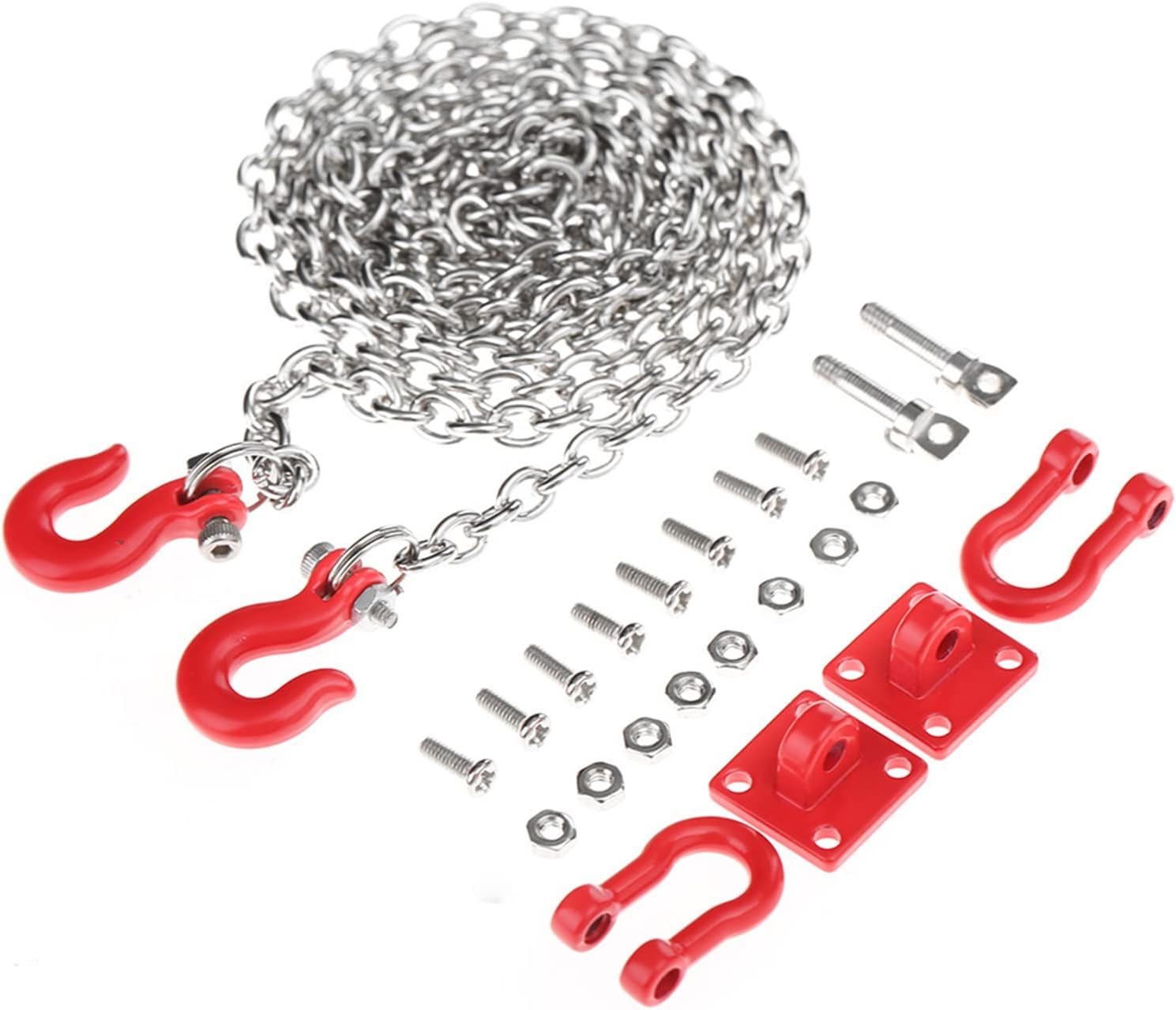 RC Tow Hook Chain, Metal Lightweight Durable, with U Shaped Pull and Buckle Components, for 1/10 Scale RC Crawler Car Hsp