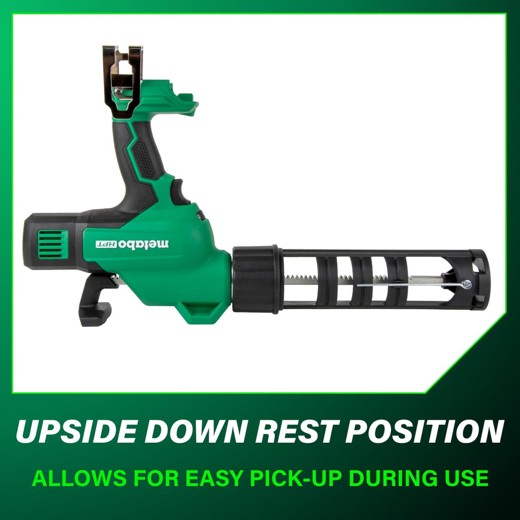 metabo hpt 18v cordless caulking gun, variable speed on a desk or shelf