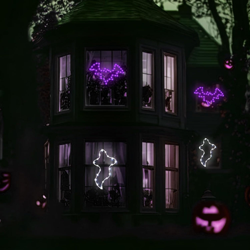 Halloween Window Lights, 2 Pack LED Waterproof Timer Indoor Decor