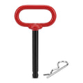 5/8 x 6 Inch Trailer Hitch Pin with R-Clip for Tractor Lawn Mower | red steel pin set, quick lock and release, universal hitch attachment, outdoor farm equipment use, secure coupling connection