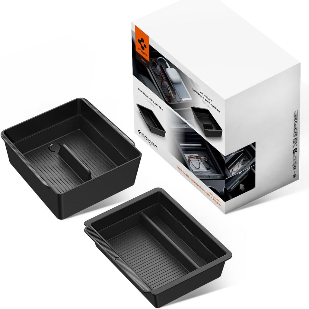 Spigen Center Console and Armrest Organizer for Tesla Model Y Juniper & Model Y L (Only Premium & Performance 2026/2025) and Model 3 Highland (Standard, Premium & Performance 2026/25/24)