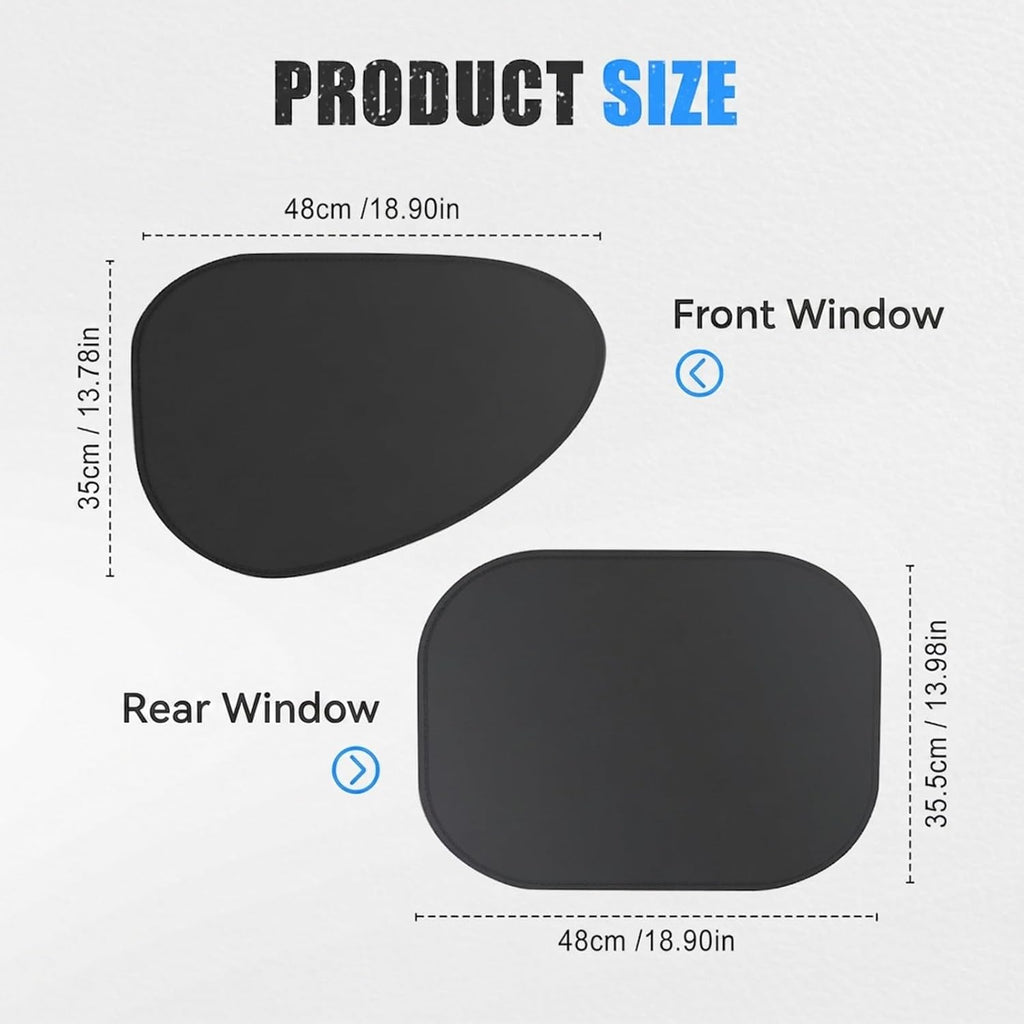 Car Side Window Sunshade, Upgrade Static Cling UV Protection Sun Shade, Car Window Shade Universal Fit for Most Vehicles Camping Travel (2PCS Rear)