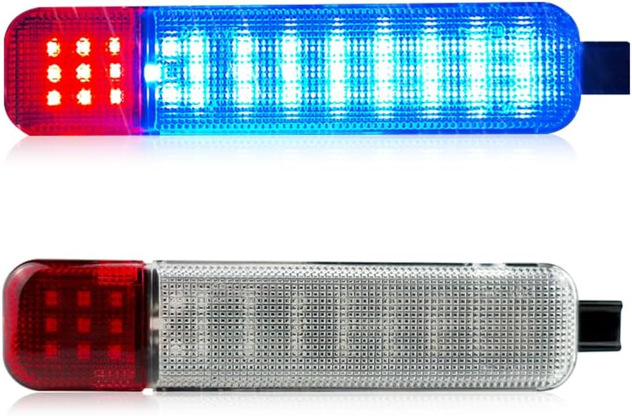 LED Interior Door Light with Red & Ice Blue Warning Lights, Compatible with 1999-2006 Chevy Silverado GMC Sierra Tahoe Suburban, DOT/SAE Approved, Pack of 2