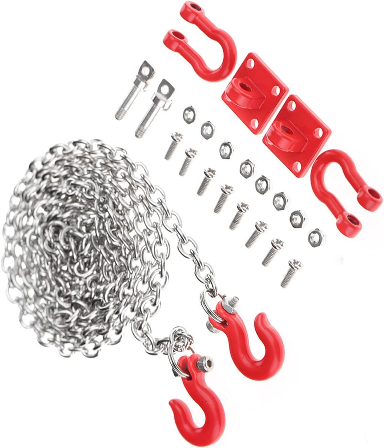RC Tow Hook Chain, Metal Lightweight Durable, with U Shaped Pull and Buckle Components, for 1/10 Scale RC Crawler Car Hsp