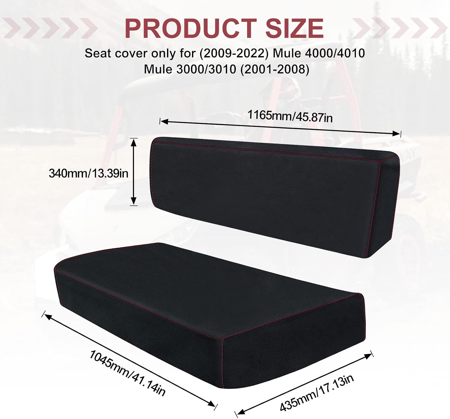 BORDAN UTV Waterproof Seat Cover for Kawasaki Mule 4000 4010 2009-2025, Heavy Duty 1680D Seat Covers for UTV Kawasaki Mule 3000 3010 2001-2008 Full Protection Outdoor (2 PCS)
