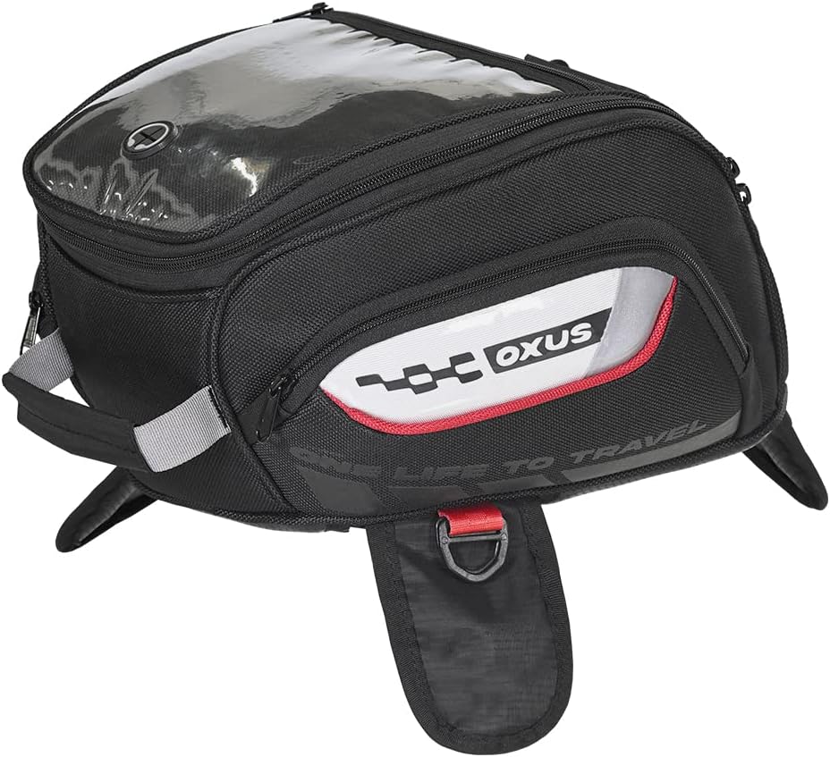 ViaTerra Oxus 13L Magnetic Motorcycle Tank Bag – Converts to Backpack Scratch-Free Leather Base Rain Cover Included EBC Net Universal Fit for Touring & Adventure Riders
