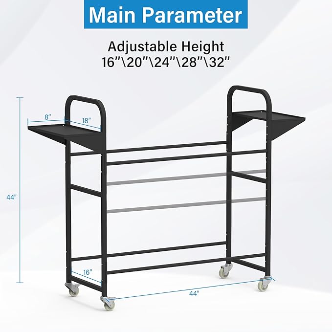 Tire Storage Rack 44" x 44" x 18" w/Anti-dust Cover, Rolling Tire Rack - Image 2