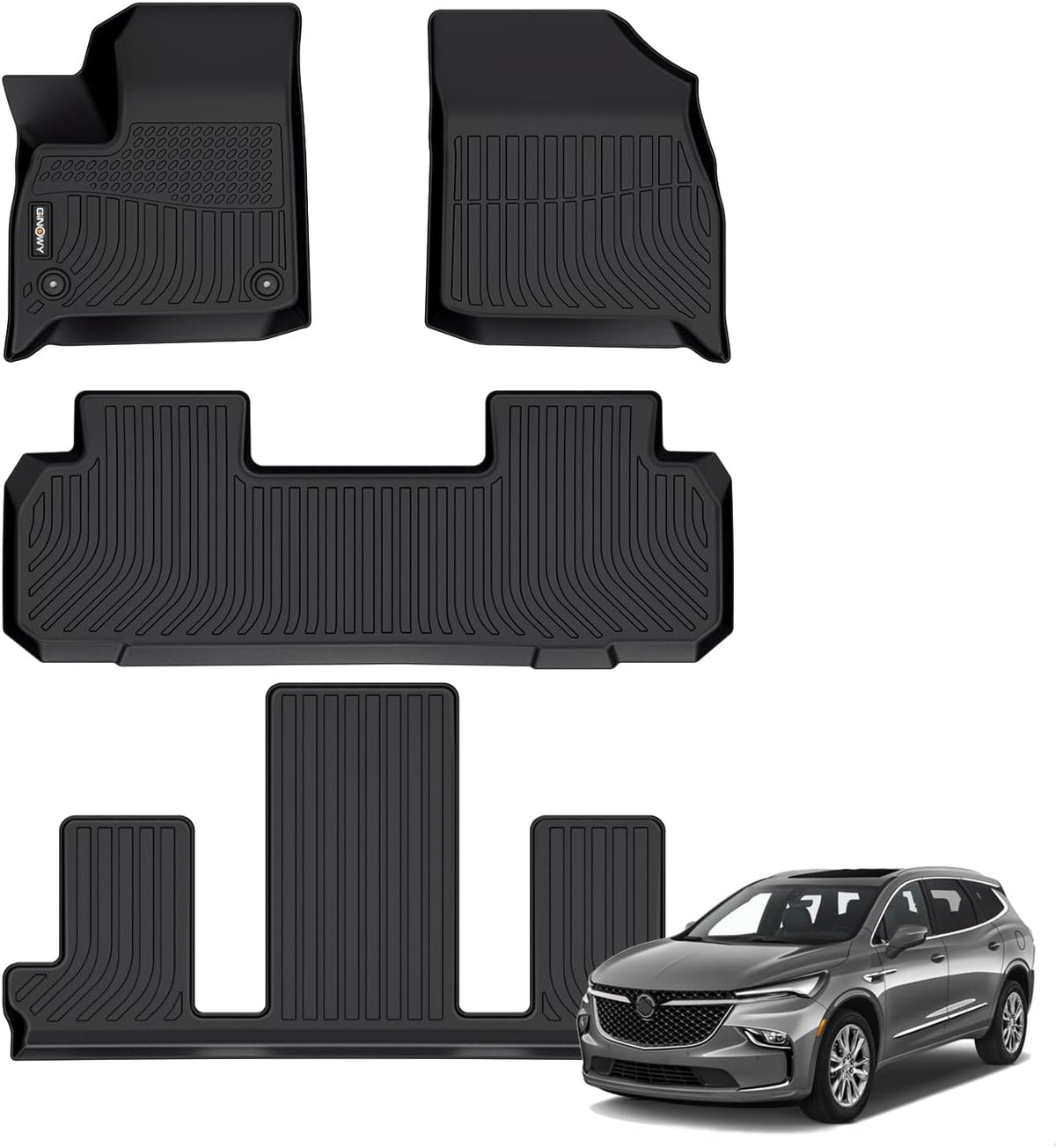 GINOWY-Floor Mats for Buick Enclave 2018-2024, TPE All Weather Mats Enclave