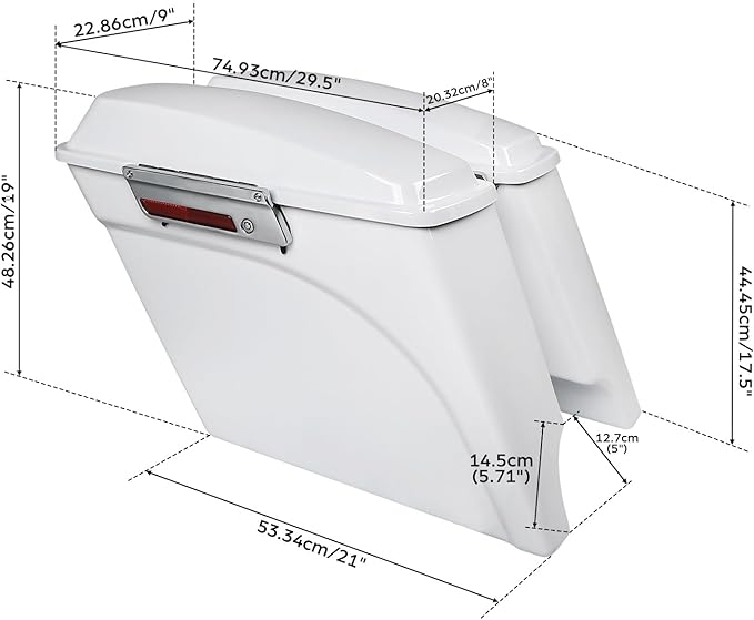 XFMT Motorcycle Stretched Saddlebags 5" Extended Hard Saddle Bags - Image 4
