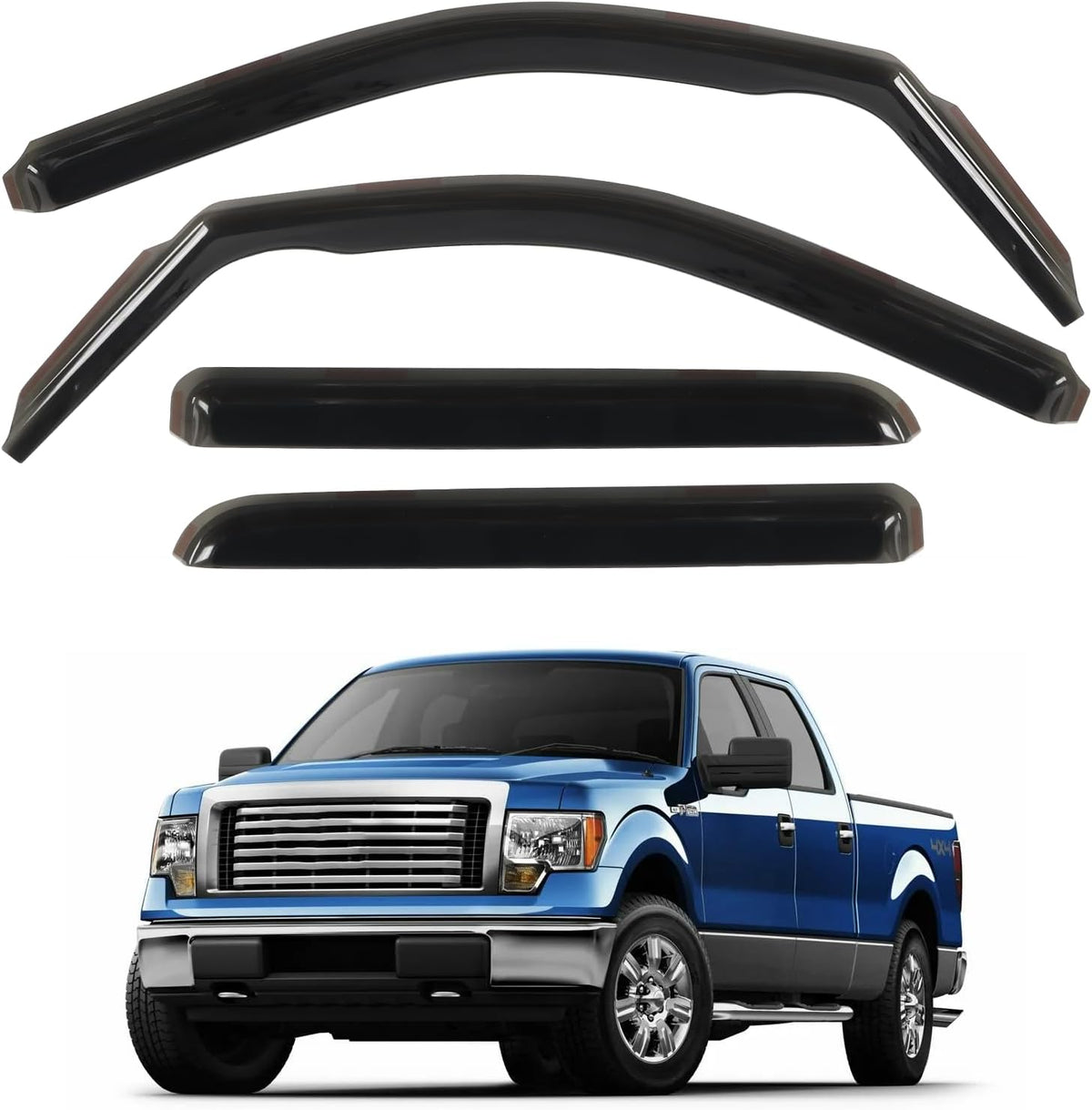 in Channel Rain Guards Fit for Truck 2009 2010 2011 2012 2013 2014 Ford F150