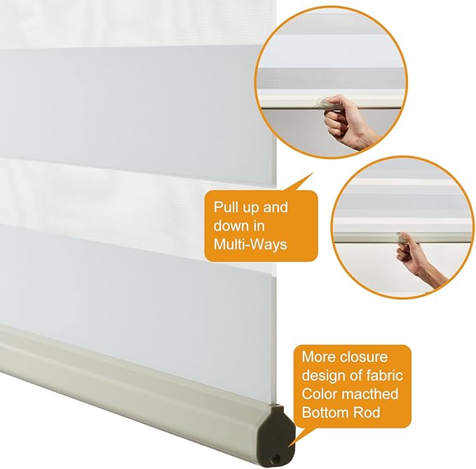 Persilux Cordless Zebra Blinds for Windows Free-Stop Roller Windows Shades Dual - Image 3