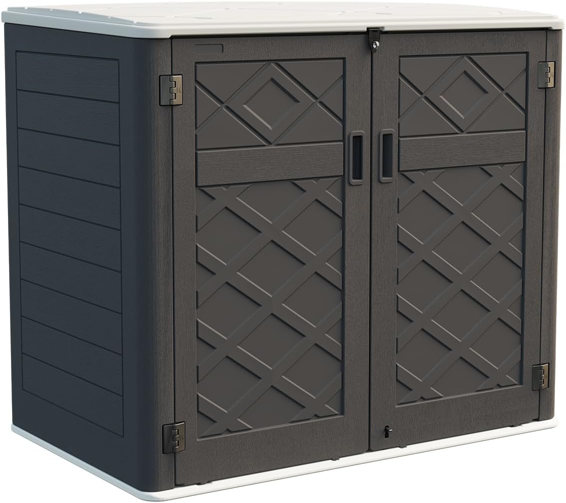 KINYING Larger Outdoor Storage Shed Weather Resistance, Resin Sheds & Outdoor