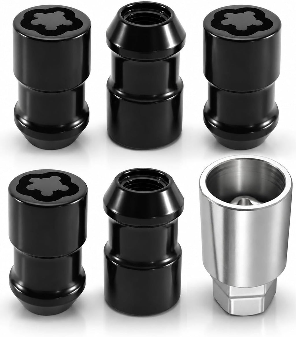 5 Pack Cone Seat Wheel Locks Replace 24548, 1/2"-20 Thread Size, Black