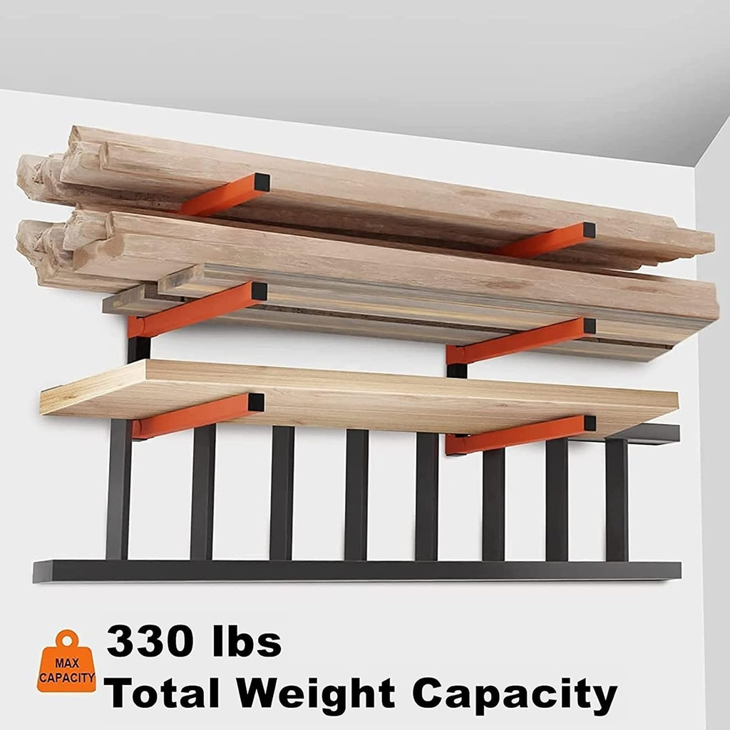 walmann lumber storage rack for garage, wall mount shown in use
