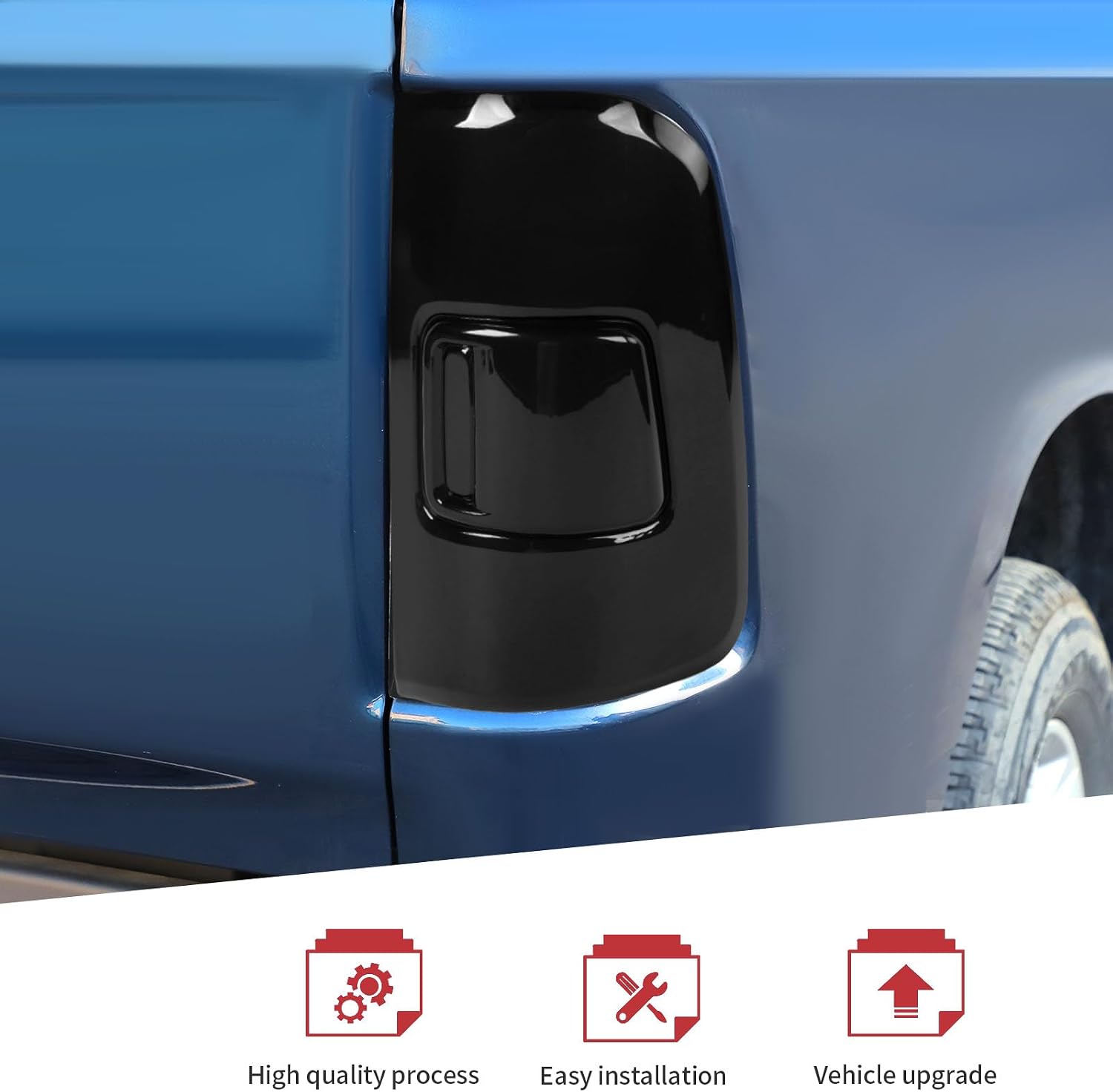 JeCar Smoked Tail Light Cover Trim Guards for 2019-2024+ Dodge Ram