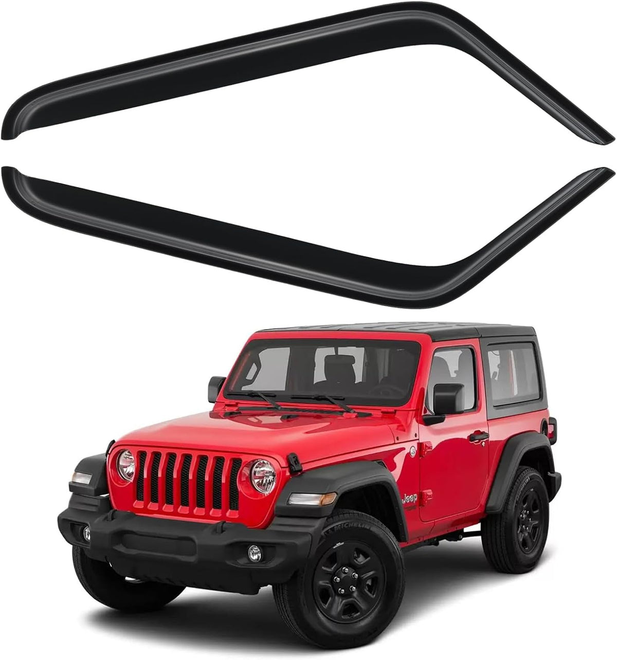 Window Visors Rain Guards for 2007-2018 Jeep Wrangler 2-Door, Out-Channel