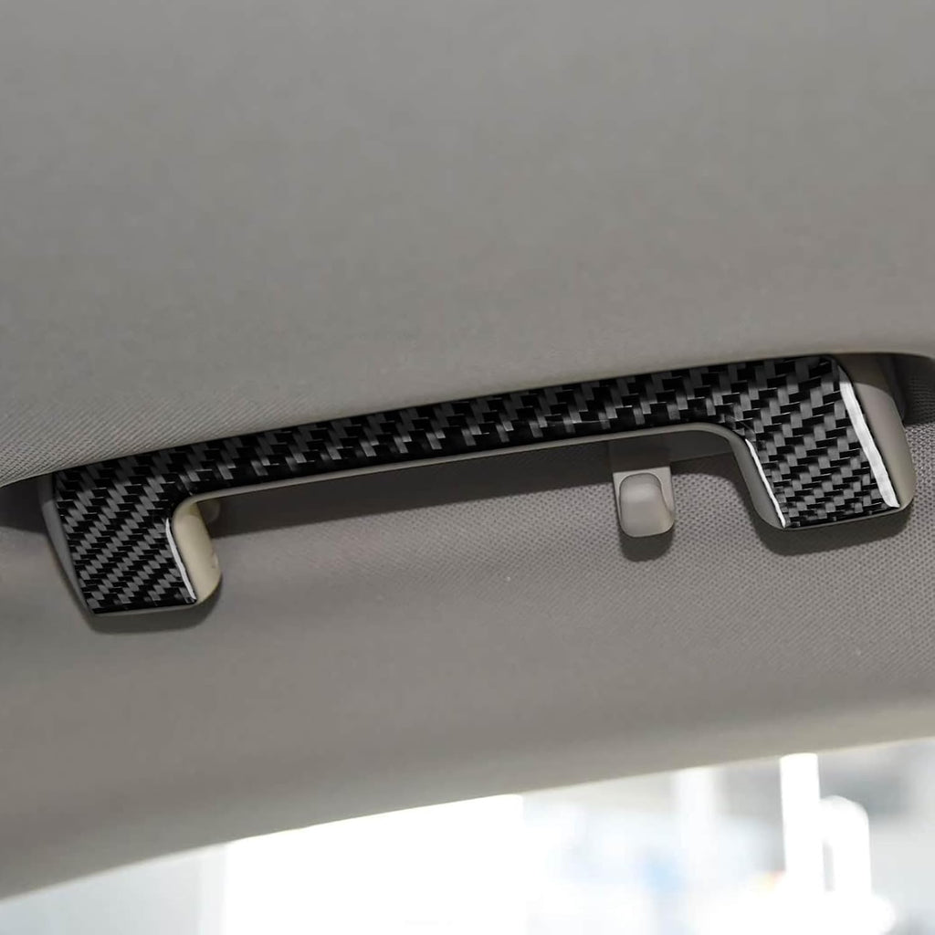 Black Real Carbon Fiber Car Roof Side Grab Handle Panel Trim Sticker Compatible with Ford Fusion S SE Titanium 2013-2021/Ford Mondeo 2014-2022 Auto Interior Accessories
