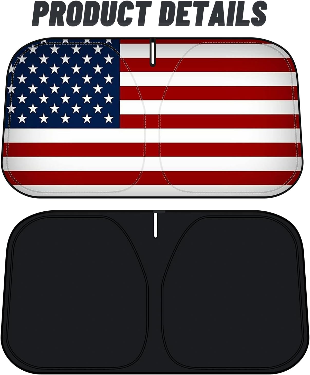 D-Lumina Windshield Sun Shade American Flag for 2019-2025 Chevy Silverado 1500 Accessories, Front Window Sunshade Sun Visor Protector Sun Shield Block UV Rays Heat, Foldable 2 Layers 210T Material