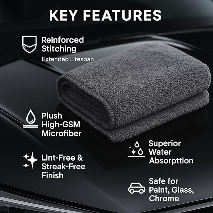 3 Pack Reusable Pak Details Micro Fiber Towels Car Detailing | 16x16 - Image 2