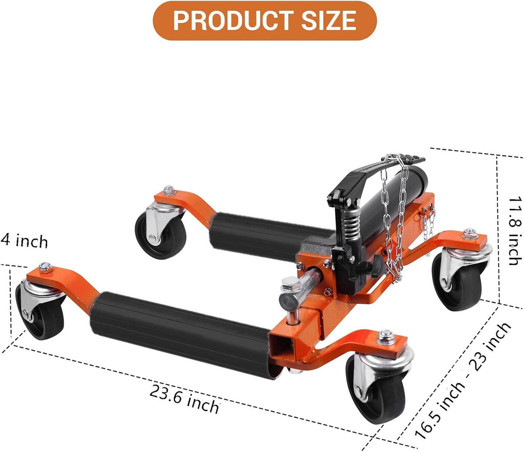 TrailBlaze Heavy Duty Hydraulic Car Wheel Dolly Set – 1500 lbs per Dolly, Vehicle Positioning Tire Jack for Auto Repair, Trucks, RVs, Trailers, Material Handling – 2-Piece Orange