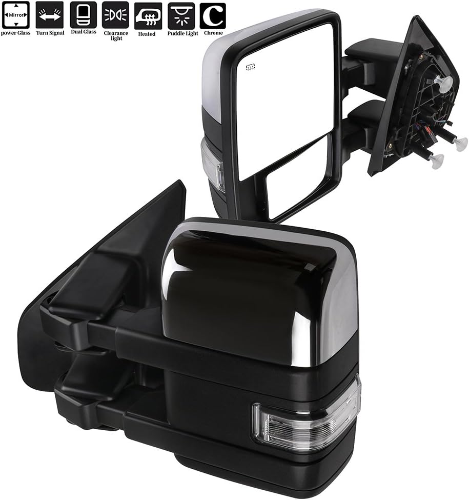 A Pair Heated Towing Mirrors Fits 2004-2014 for Ford for F-150 Pickup Truck, Power Adjusted View Mirror with Turn Signal Indicator