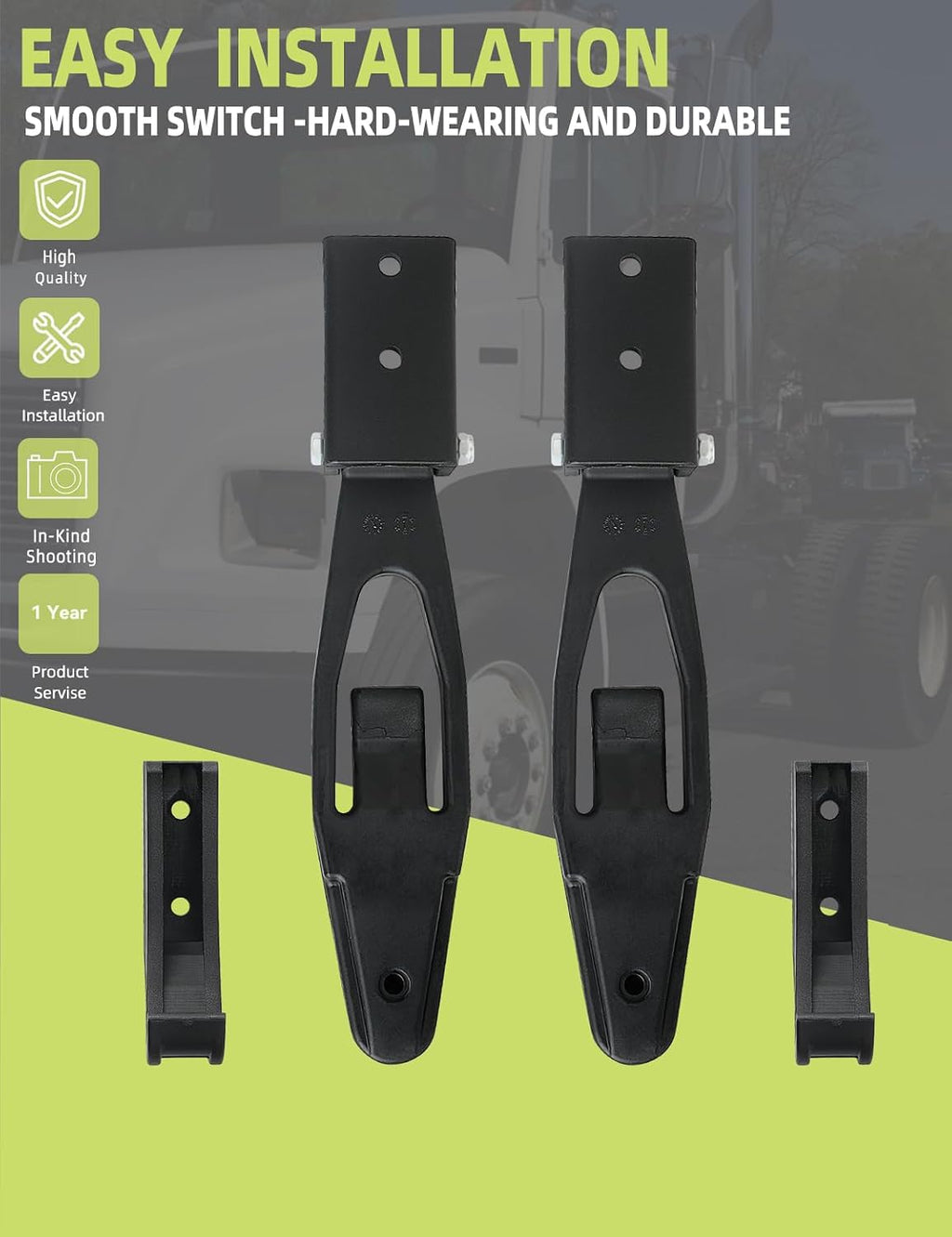 Hood Latch with Catch Bracket Compatible with Freightliner FL70 FL80 1994-2005/ FL60 94-04/ FL106 94-03/ FL50 95-05/ FL112 96-04 Accessories Parts Replaces 6808800160 HLK1005 Left Right Hoods Pair
