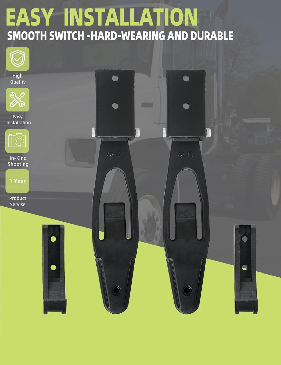 Hood Latch with Catch Bracket Compatible with Freightliner FL70 FL80 1994-2005/ FL60 94-04/ FL106 94-03/ FL50 95-05/ FL112 96-04 Accessories Parts Replaces 6808800160 HLK1005 Left Right Hoods Pair