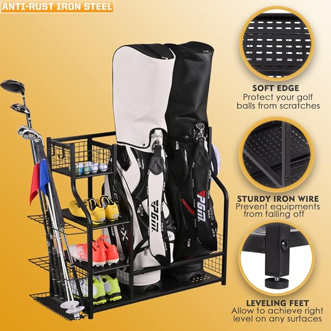 SNAIL Golf Bag Garage Storage Organizer Extra Large Size Golf Bag Rack Stand - Image 2
