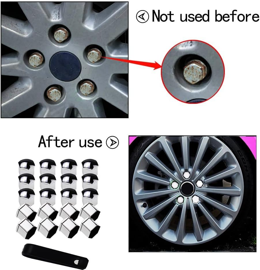 20pcs Silver Wheel Lug Nut Covers for Volvo S90 xc90 v90cc 2017 2018 2019+, Tire Hub Screw Protector Caps Anti Rust Auto Exterior Trim Accessories ABS Plastic,Silver 19mm