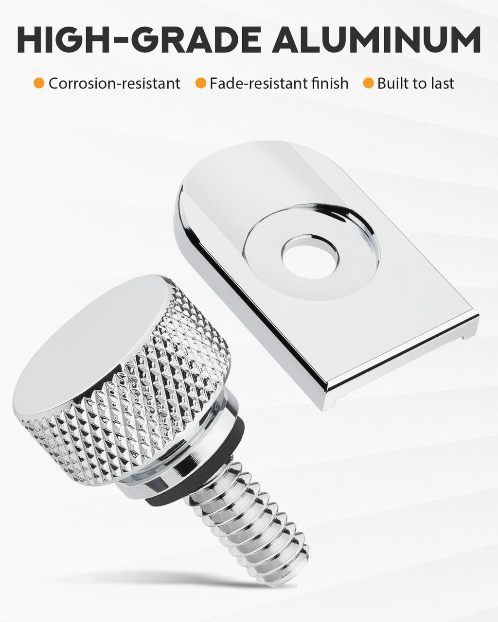PBYMT Seat Bolt Tab Aluminium Screw Mount Knob Cover Compatible with Harley Davidson 1996-2026 Chrome