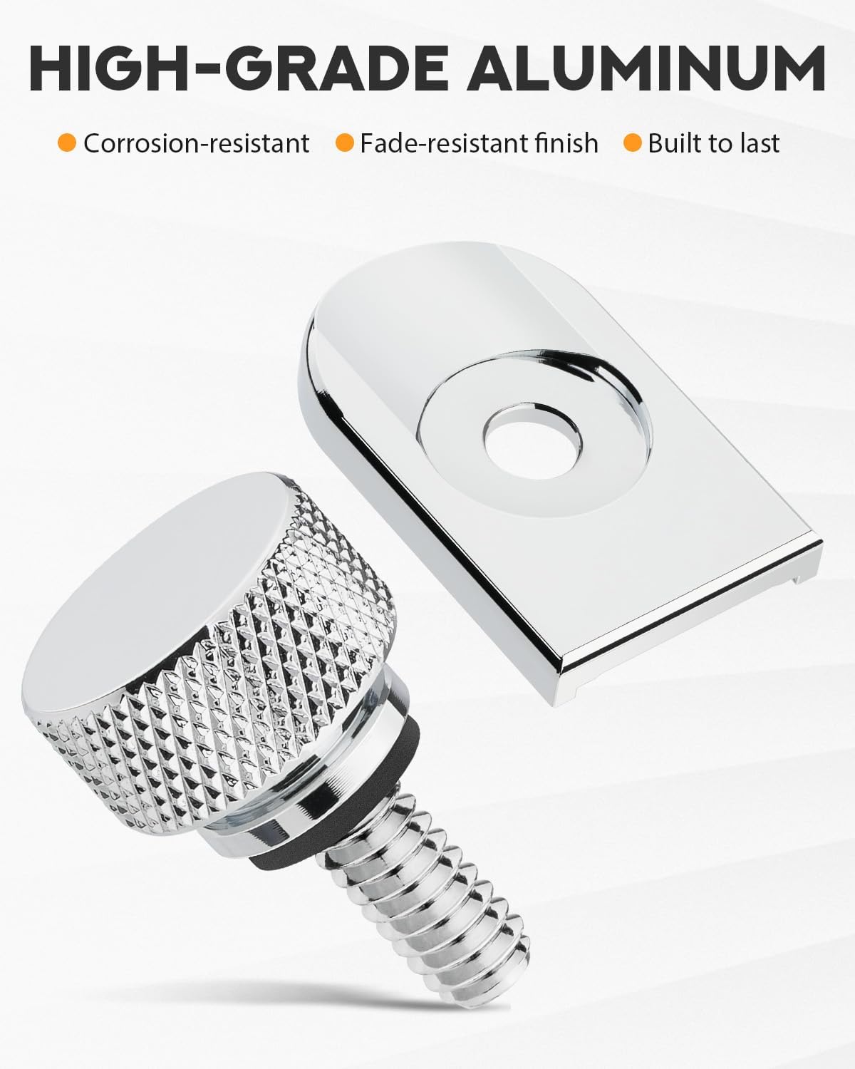 PBYMT Seat Bolt Tab Aluminium Screw Mount Knob Cover Compatible with Harley Davidson 1996-2026 Chrome