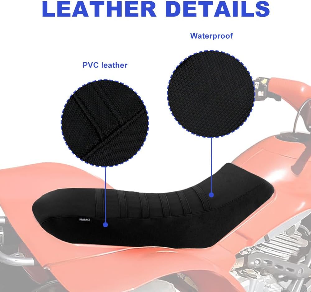 Non-Slip Gripper Seat Cover Fit for TRX 300 EX Sportrax 1993-2006 | PVC Leather Waterproof & Abrasion Resistant, Raised Center for Enhanced Grip, OEM Replacement, No Sponge Included